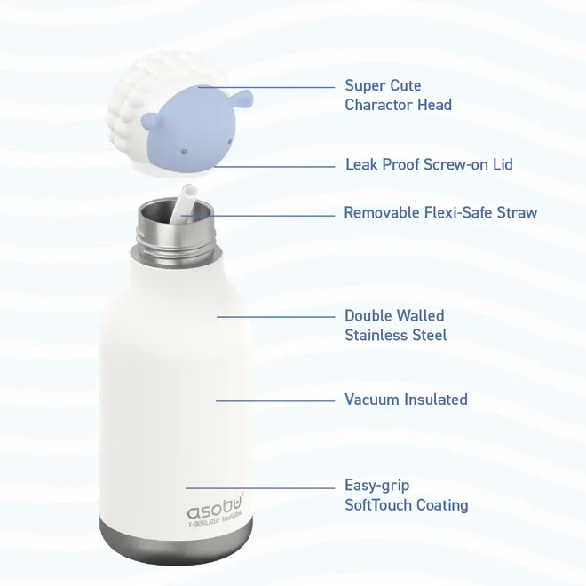 Asobu Bestie Sheep Twin Wall Insulated Bottle 460ml White